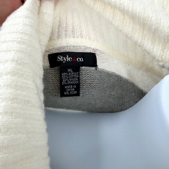 STYLE & CO STRIPED COWL NECK SWEATER W/ POCKET PINK MAROON GRAY IVORY - XL - Picture 5 of 5